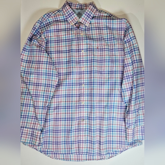 Izod Saltwater Mens Button Up XL Blue Purple Preppy Outdoor Business Casual - Picture 1 of 7